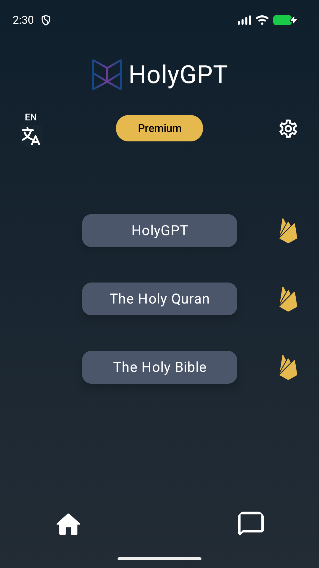 HolyGPT home screen