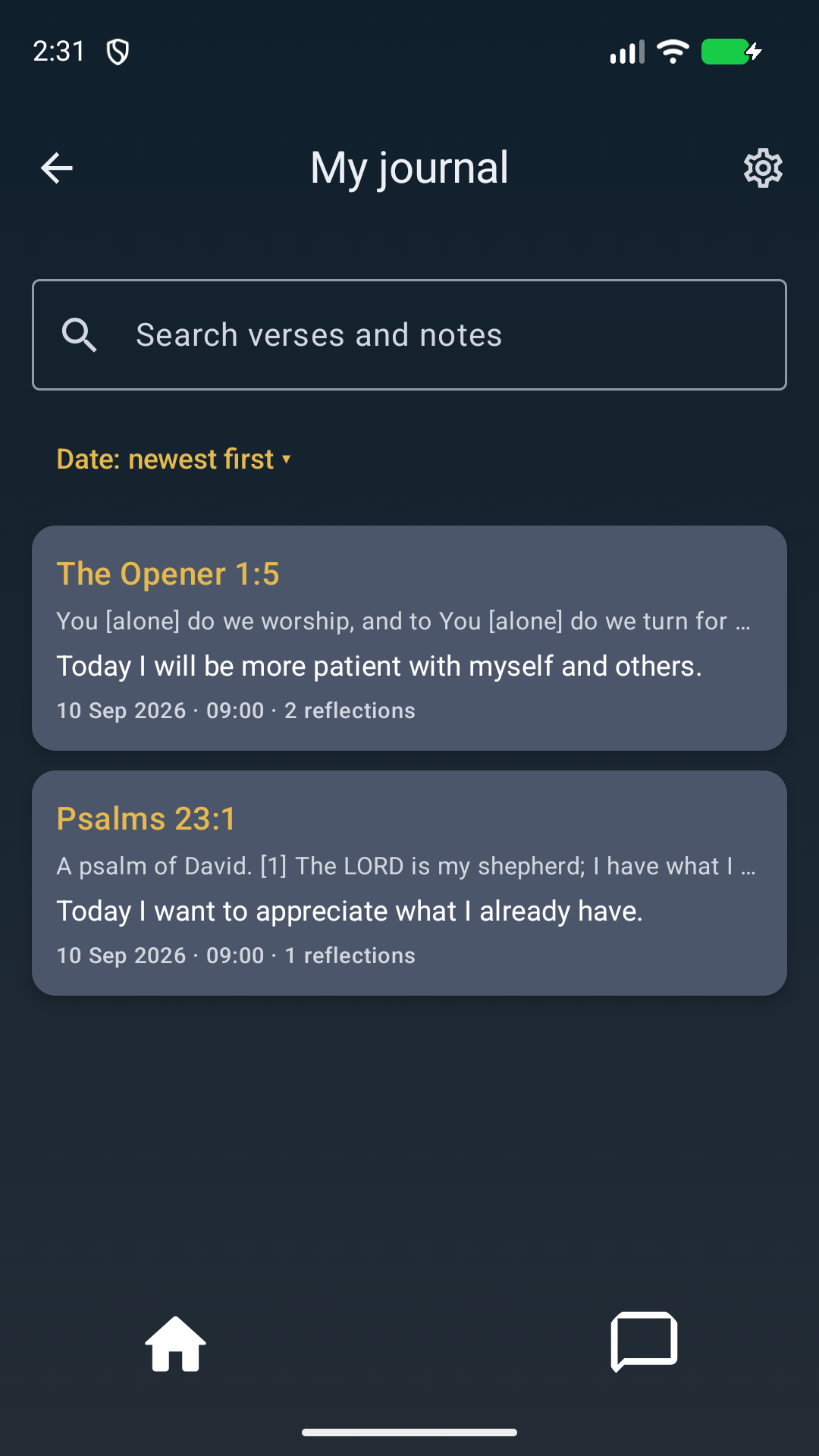 Personal verse journal